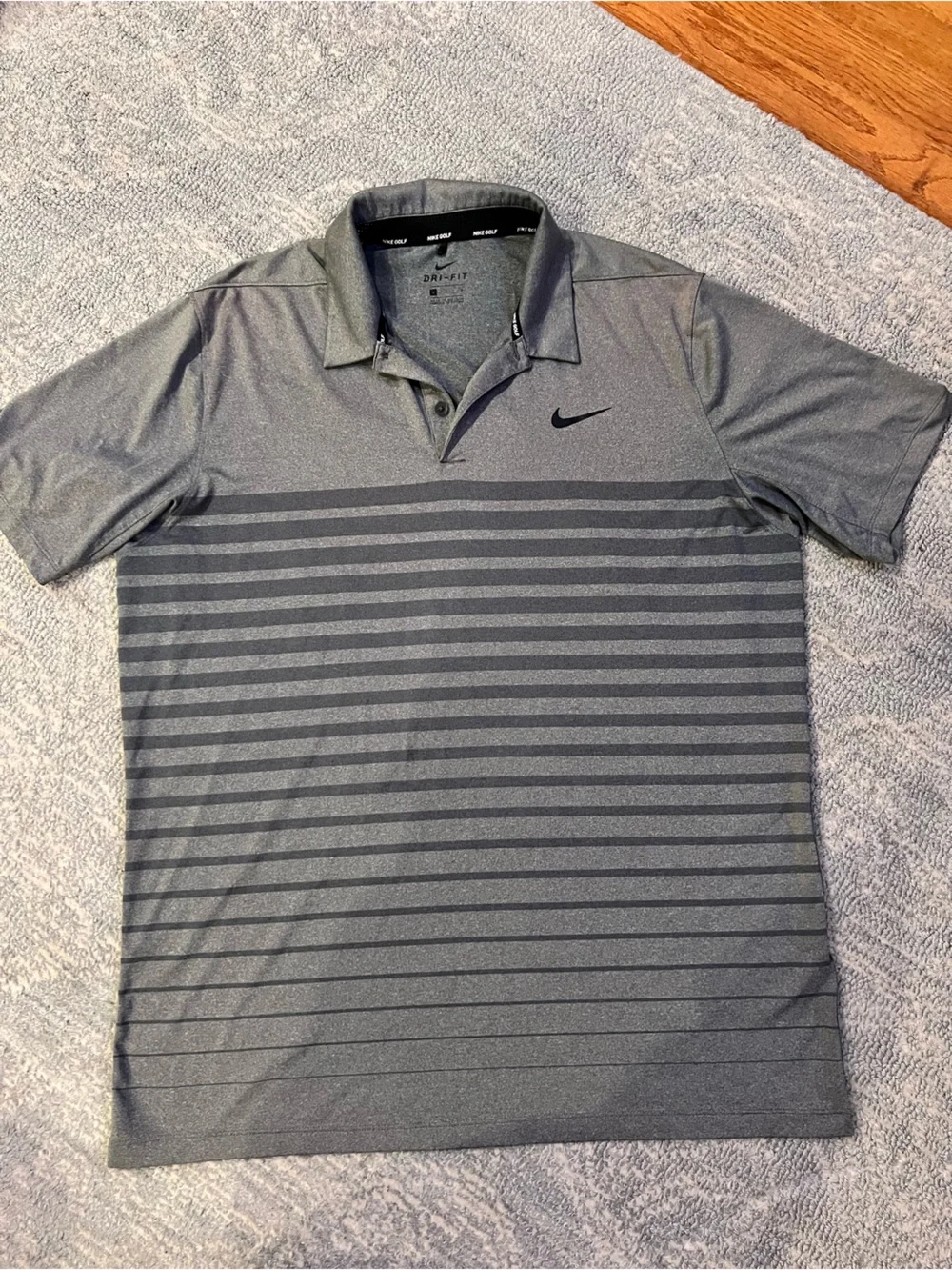 Nike Men's Gray Striped Polo Shirt